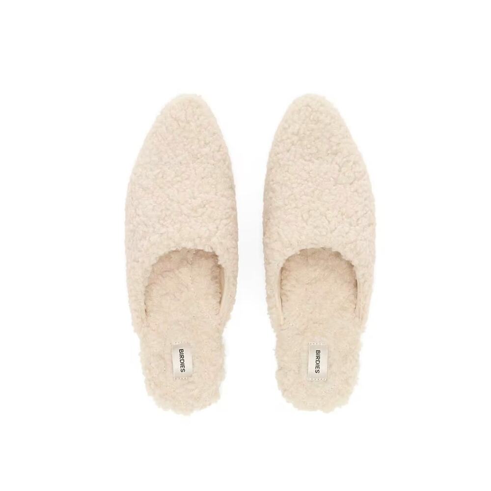BIRDIES The Lark Ivory Shearling Mules Size 9